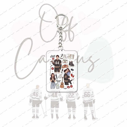 TV Show Off Campus K Keychain Bag Charm Elle Kennedy Garrett Graham Hockey Acrylic Keyrings Pendant Chain Fans Friends Gifts