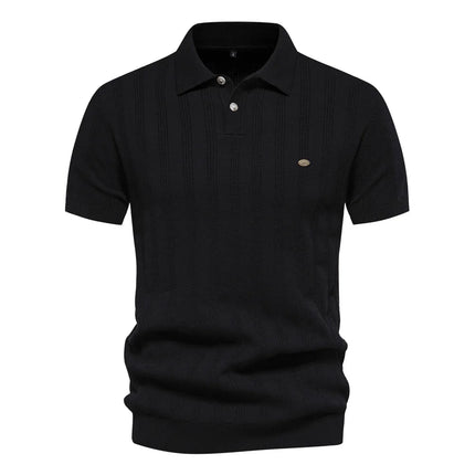 New European size knitted POLO shirts for men, knitted short-sleeved lapel breathable T-shirts.