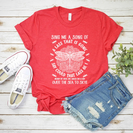 Outlander T-shirt Sing Me A Song Dragonfly Celtic Design Outlander Shirt Fraser Ridge Sassenach Tees Book Series Inspired Tops