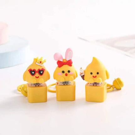 Yellow Chick Wooden Fish Keyboard Keychain Electronic Wooden Fish Mechanical Keyboard Keychain Merit +1 Axle Tester