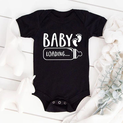 Baby Bottle Print Onesies Funny Casual Home Black Newborn Girl Boy Clothes Short Sleeve Round Neck Summer Infant Outfits