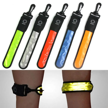 LED Glowing Luminous Reflective Backpack Hanging Light Night Running Safety Alert Kids Adult Hand Strap Wristband Outdoor Sports