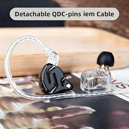 KZ ZS12 PRO 2 in Ear Monitor Headphones 5BA+1DD Hybrid Driver Earphones Gaming Musician Audiophile (Black without Microphone)