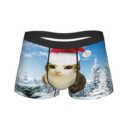 Meowl Cat Owl Cute Pet Stickers Underwear  Comfortable Panties Customs Boxer Brief For Males 3D Pouch Oversize Trunk