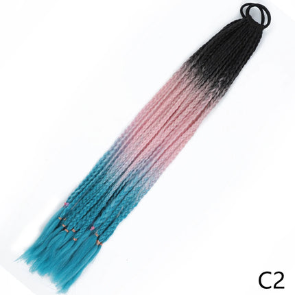AZQUEEN Synthetic Gradient Color Dirty Braided Ponytail 60CM Elastic Rubber Band Braiding Pony Tail Hair Extensions For Girls