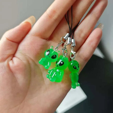1/3pcs Luminous Alien Keychain Glow in The Dark for Phone Strap Backpack Bag Charms Funny Pendants for Women Men DIY Decoration