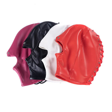 Open Mouth Fetish Harness Head Hood BDSM Slave Game Bondage Restraint Leather Mask Erotic Sex Toy Role Play for Couple Gay Adult