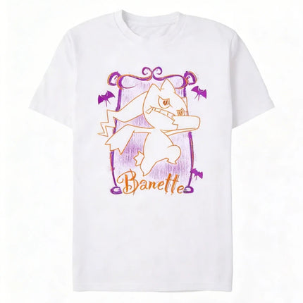 Bandai New Pokemon Banette Haunting Print High Quality Men's Short Sleeve Parent-Child Loose Comfortable T-Shirt