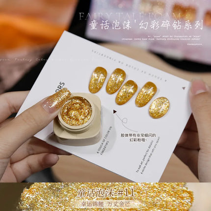 Colorful Nail Gel Holographic Opal Glitter Polish Multi-Color Sparkle Gel for Nail Art Professional Salon Gel with Diamond Shine