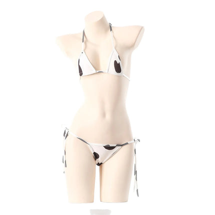 Sexy Japanese Style Mini Bandage Bikini Set Three-Point Strap Bra G-string Polyester Fabric Women's Underwear