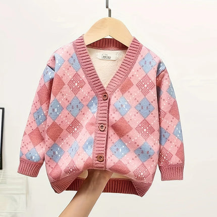 New Spring and Autumn Children's Girls' Tops, Stylish Knitted Sweaters for Girls, Outerwear Cardigans for Older Girls