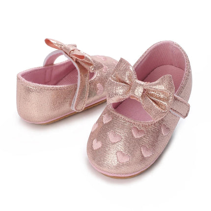 Spring and Autumn Embroidered Peach Heart Step Bow-knot Baby Shoes 0-1 Year Old Hand held Male and Female Baby Soft Bottom