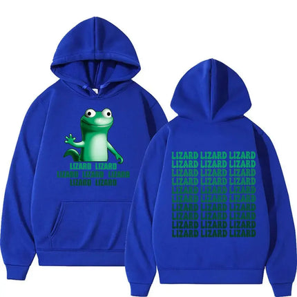 Interesting lizard meme pattern letter print men's hoodie retro fashion hoodie autumn and winter hoodie