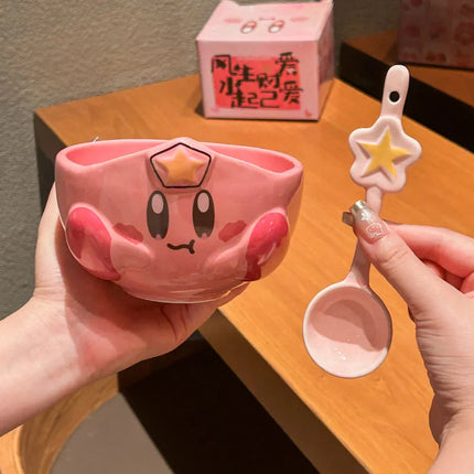 Cute Star Kirby Cartoon Peripheral Ceramic Rice Bowl Personal Dining Bowl Special Beautiful Bowl Children'S High End Home Furnis