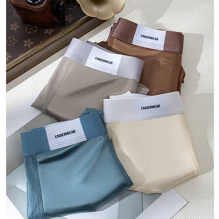 3pcs【LORIEN CREST】Men's Satin-Like Ice Silk Boxers Summer Breathable Air-Conditioned Underwear Lightweight Trunks New