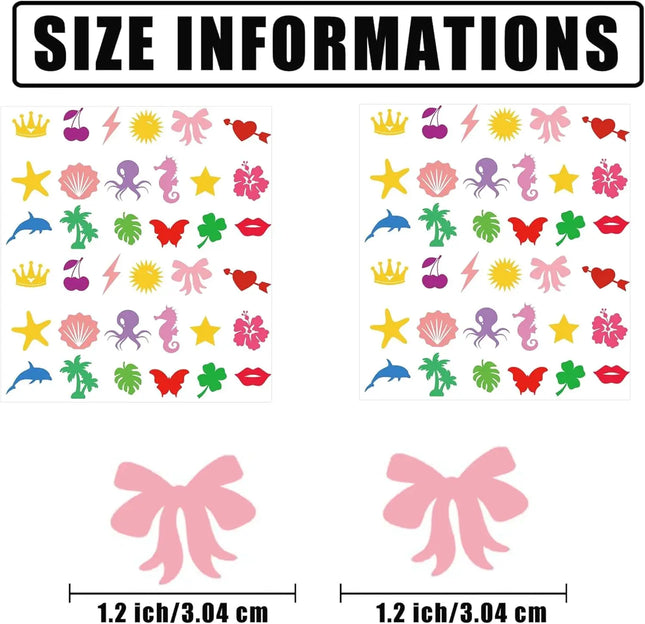 Tanning Sunbathing Stickers 360 Pcs Body Sticker Tanning Bed Decals - Tannings Heart Lips Butterfly Cherry Dolphin Tree Star Sun