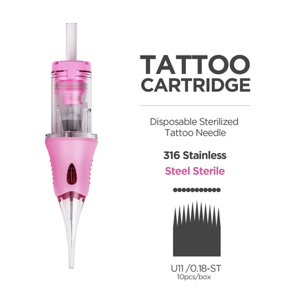10pcs Tattoo Cartridge Needles Universal Round Liner Tattoo Needle for Lips Eyebrows Permanent Makeup Tattoo Supplies