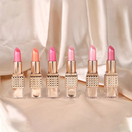 Pearlescent Pink Glitter Velvet Lipstick Metallic Waterproof Long Lasting Matte Shimmer Diamond Lipgloss Women Makeup Cosmetic