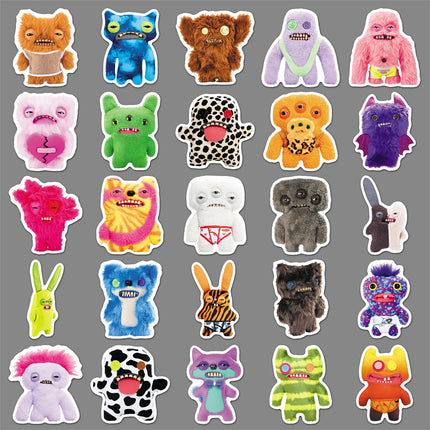 50 Cute and Fun Fugglers Monster Stickers, Suitable for Water Bottles, Phones, Computers, Notebooks, Stationery, Luggage, DIY Decoration Stickers, Creative Gifts, Birthday Gifts, Tooth Monster Waterproof Decorative Stickers f
