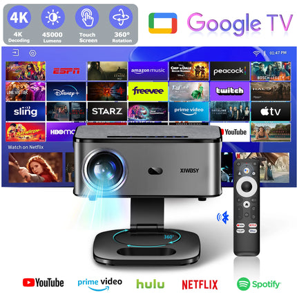 XIWBSY 46000Lumens Google TV Projector Portable Projector 4K Android 11.0 Daylight Projector 8K Video Home Theater  Projector