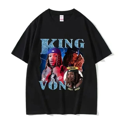 Rapper K-King Von Graphic Print T-Shirts Men Women Streetwear Hip Hop Fashion Cotton Oversized Tops Harajuku Y2K Summer New Tees