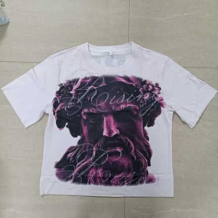 2026 New Style Cotton T-Shirt Short Sleeve Full-Printed Digital Print Men Women Couple Street Hip Hop Hooded Top
