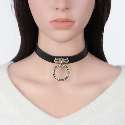 Woman Black Punk Choker Collar Necklace Sexy PU Leather Heart Lock Key Spike Chocker Gothic Cosplay Accessories Party Jewelry