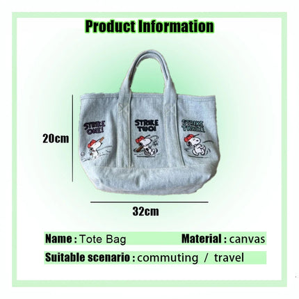 Snoopy Canvas Bag Cute Embroidered Shoulder Bag Fashion Minimalist Tote Bag Outward Handbag Exquisite Commuter Bag Christmas Gif