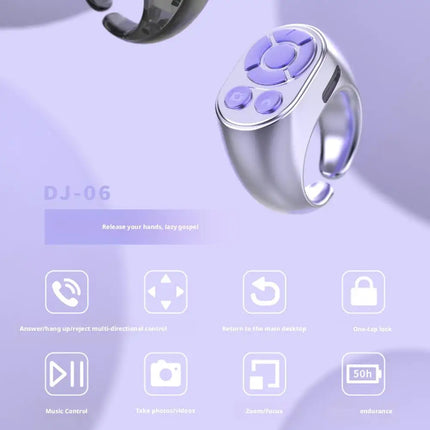 Transparent Scrolling Ring Remote for TikTok YouTube Instagram Video Scroller Page Turner Clicker Bluetooth Camera Shutter