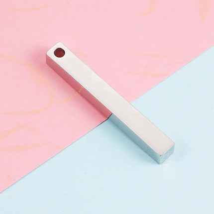 10Pcs/Lot Stainless Steel 3D Gold Color Stamping Bar Blank 5x40mm Long Square Pendant Charms for DIY Jewelry Making