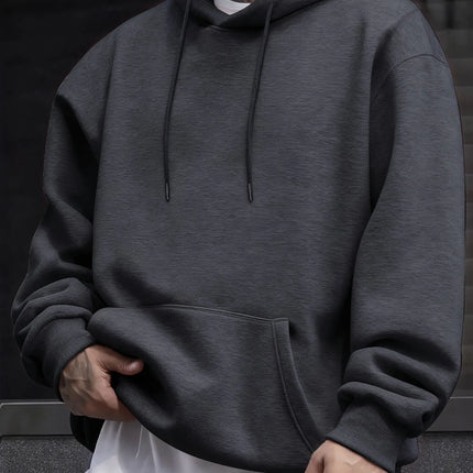 Autumn Casual Solid Sweatshirt Street Comfy Tracksuit Fleece Pocket Hoody Man Basic Warm Streetwear Soft Loose Clothes Unisex