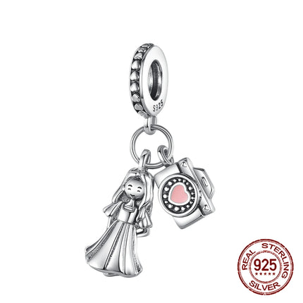 925 sterling silver boys and girls lovers pendant charms Fit 4MM hole diameter bracelet charm beads necklace Diy female jewelry