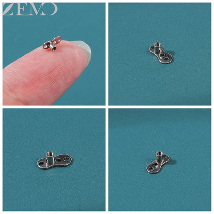 ZEMO 1 Piece 16G Stainless Steel Dermal Anchor Top 3MM/4MM Colorful CZ Crystal Micro Skin Diver Piercings Surface Body Piercing