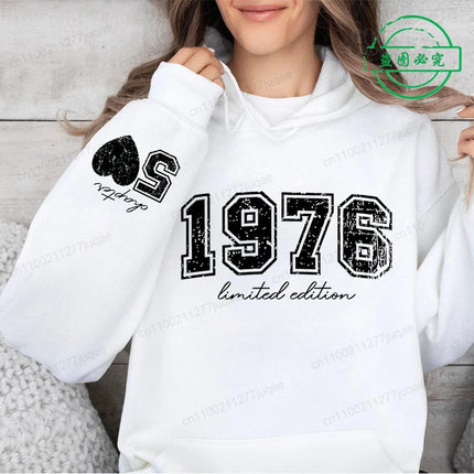 50th Birthday Men Hooded Hoodies Personalized Limited Edition 1976 Print Fashion Hoodie Sweatshirt Hip Hop Casual Unisex Clothes