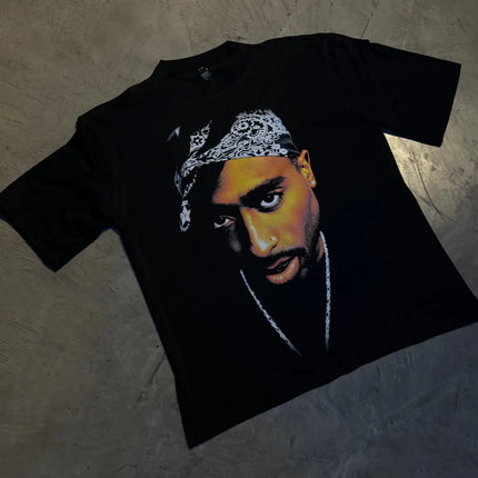 Tupac Shakur Crew Neck Printed T-Shirt Women Men Oversize Fit Short Sleeve Street Harajuku High Quality Cotton Casual Clothing