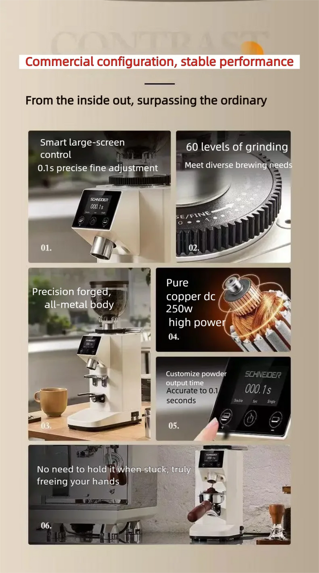 SWK-XM03 Coffee Beans GrinderProfessional Coffee Bean Grinder with Adjustable Coarseness and Smart Touch Screen