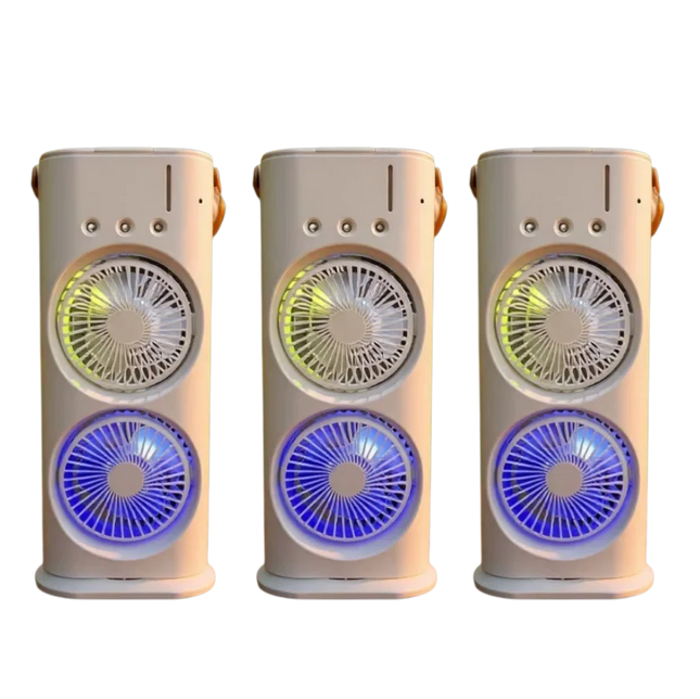 3 in 1 Dual-head Fan AIr Conditioner Household Air Cooler LED Night Light Portable Humidifier Air Adjustment Fan Office Home Fan