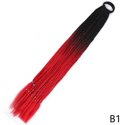 AZQUEEN Synthetic Gradient Color Dirty Braided Ponytail 60CM Elastic Rubber Band Braiding Pony Tail Hair Extensions For Girls