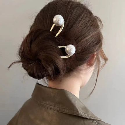 Metal Flower Hair Stick For Women Girls U-shaped Hairpin Fashion Hair Clip Pins New Blue Crystal Hair Bun Hair Accessories