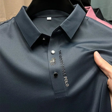 Brand high-end ice silk short sleeved men's POLO shirt 2024summer fashionable embroidery design top breathable and cool T-shirt