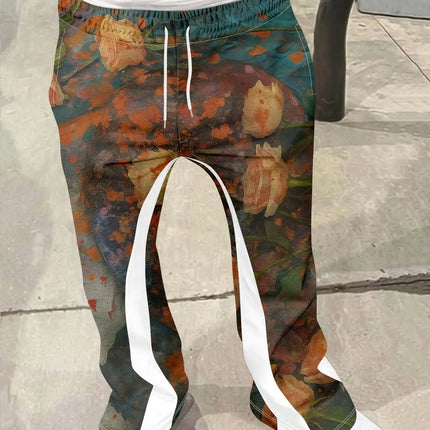Y2k Flared Pants Men Loose 3D Print Trousers Casual Sweatpants Mid Waist Sporty Female Clothes Streetwear Hip Hop Vintage Pants
