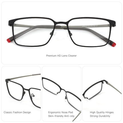 ZENOTTIC (S Size) Metal Rectangle Custom Prescription Eyeglasses For Men Anti Blue Light Myopia Optical Classes Progressive Lens