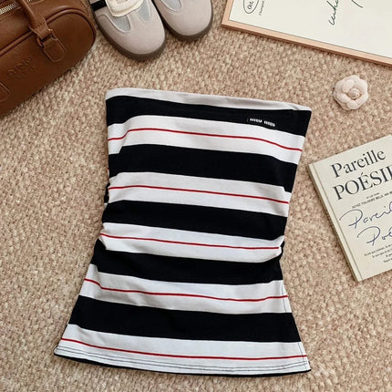 Ultra Sexy Striped Pure Desire Backless Vest with Anti-Slip Strip Integrated Cotton Camisole Tank Top Women's Fashion