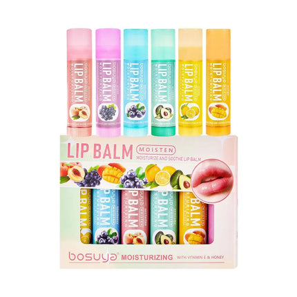 6PCs Natural Fresh Fruit Lip Balm Set Winter Moisturizing Lip Oil Long-Lasting Glossy Nourishing Lipstick Dry Lip Care Makeup