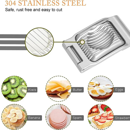 LMETJMA Egg Slicer for Hard Boiled Eggs Stainless Steel Wire Egg Slicer Dicer Cutter Kitchen Strawberry Mushroom Slicer JT188