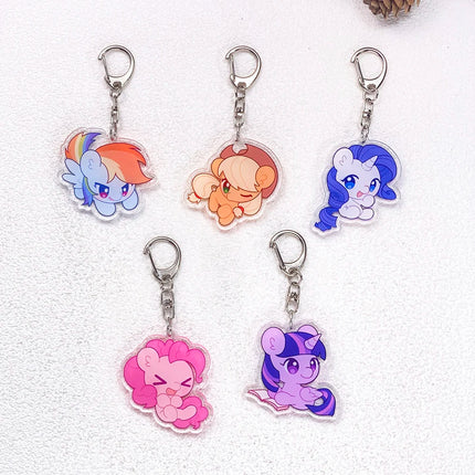 1/5Pcs Cartoon My Little Pony Car Keychain Accessories Acrylic Cute Charms Pendant For Bag Funny Key Holder Backpack Decoration