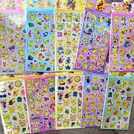 20Sheets Anime Pokemon Mix Laser Stickers Cartoon Pikachu Waterproof Decoration Decals Stationery Wholesale Toys