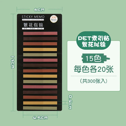 300Pcs Color Translucent Strips PET Index Sticker Note Highlight Mark Stickers Subjects Bookmarks Student Stationery Sticky Note