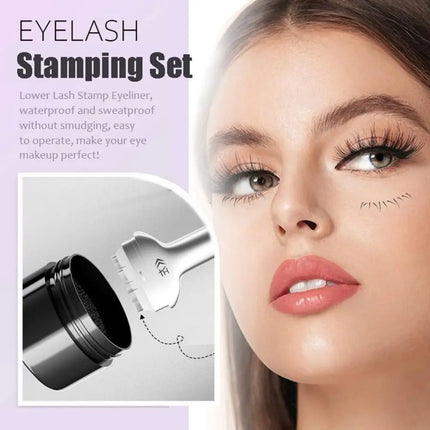 New Upgraded Waterproof Lower Lash Stamp Set Easy to Use Portable Lower Lash Stamp with Ink 0.01mm tip Double Head Eye Liner