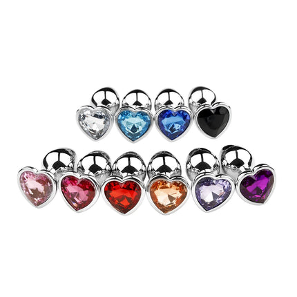 Anal Plug 3 Sizes Heart Metal Crystal Anal Plug for Women Removable Stainless Steel Butt Plug Men Stimulator Anal Sex Toys Dildo